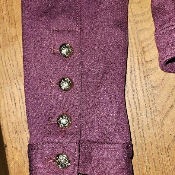 WHBM Burgandy Military Button Blazer Dress Suit Jacket Women's SIZE 4 Luxe - Picture 6 of 10